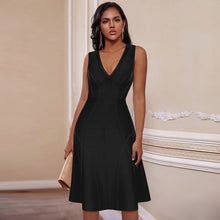 Load image into Gallery viewer, Fit and Flare Black Bandage Dress