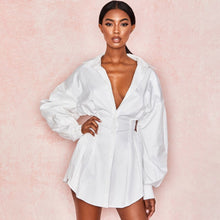 Load image into Gallery viewer, Elegant Long Sleeve Fitted Waist Shirt Dress