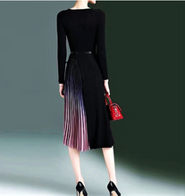 Load image into Gallery viewer, Ribbed Knit Ombre Pleated Skirt Dress..