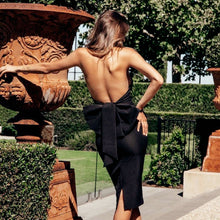Load image into Gallery viewer, Halter Neck Bow Backless Evening  Dress