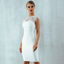 Load image into Gallery viewer, Elegant Lace Bodice Super Stretch Sheath Dress