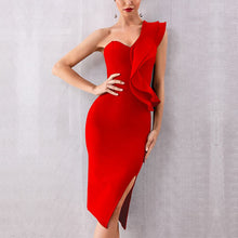 Load image into Gallery viewer, One Shoulder Flounce Dress