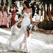 Load image into Gallery viewer, Guipure Lace Sweetheart Neckline Bias Cut Wedding Dress