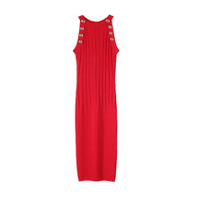 Load image into Gallery viewer, Halter Neck Sleeveless Red  Cable Knit Sweater Dress
