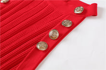 Load image into Gallery viewer, Halter Neck Sleeveless Red  Cable Knit Sweater Dress