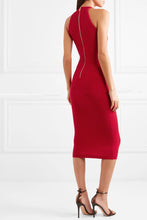 Load image into Gallery viewer, Halter Neck Sleeveless Red  Cable Knit Sweater Dress