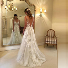 Load image into Gallery viewer, Long V Neck  WeddingGowns