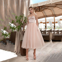 Load image into Gallery viewer, A-Line Sweetheart Appliqued Tulle Short Evening Tea Length Dress