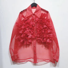 Load image into Gallery viewer, Elegant Floral Ruffle Blouse