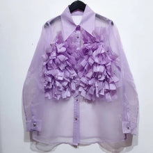 Load image into Gallery viewer, Elegant Floral Ruffle Blouse