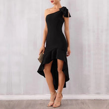Load image into Gallery viewer, Sleeveless One Shoulder  Ruffles Asymmetrical Dress