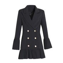 Load image into Gallery viewer, Peak Lapel Double Breasted Pleated Detail Attached