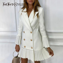 Load image into Gallery viewer, Peak Lapel Double Breasted Pleated Detail Attached