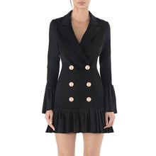 Load image into Gallery viewer, Peak Lapel Double Breasted Pleated Detail Attached
