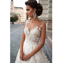 Load image into Gallery viewer, Sheer Illusion Beige Wedding Dresses Lace Applique and beading