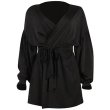 Load image into Gallery viewer, Deep V-neck Loose Mini Black Shirt Dress
