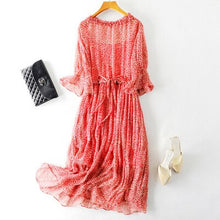 Load image into Gallery viewer, 100% Pure Silk Ruffled Sleeve Dress..