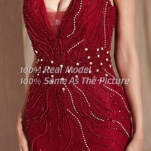 Load image into Gallery viewer, Crimson Beaded Holiday Gown