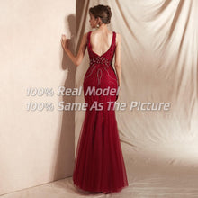 Load image into Gallery viewer, Crimson Beaded Holiday Gown