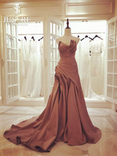 Load image into Gallery viewer, Navarra Draped Couture Satin Evening Gown.