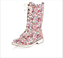 Load image into Gallery viewer, Floral Flat Heel Women's Boots Large          Size 34-44 Lace-up