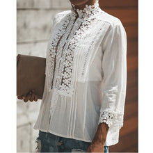 Load image into Gallery viewer, Long Sleeve Floral Lace White Blouse