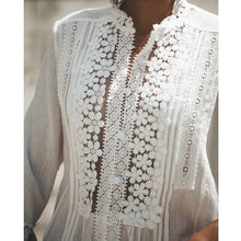 Load image into Gallery viewer, Long Sleeve Floral Lace White Blouse