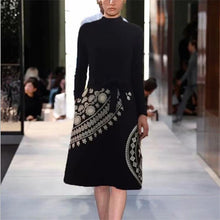 Load image into Gallery viewer, Designer Runway Knitted  Top and Embroidered Skirt Dress