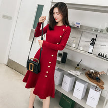 Load image into Gallery viewer, Sophisticated Long Sleeve Trumpet Knit Dress