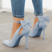 Load image into Gallery viewer, Suede Pumps -Bow Back High Heels..