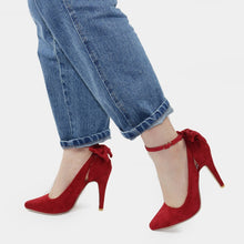 Load image into Gallery viewer, Suede Pumps -Bow Back High Heels..