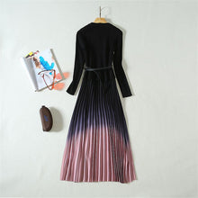 Load image into Gallery viewer, High Quality V-Neck Long Sleeve Knit and Ombre Pleated Skirt