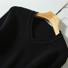 Load image into Gallery viewer, High Quality V-Neck Long Sleeve Knit and Ombre Pleated Skirt