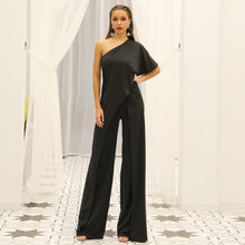 Load image into Gallery viewer, Full length  One Shoulder Over skirted Bodice and Pant Jumpsuit