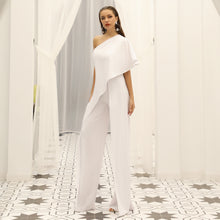Load image into Gallery viewer, Full length  One Shoulder Over skirted Bodice and Pant Jumpsuit