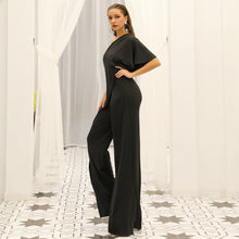 Load image into Gallery viewer, Full length  One Shoulder Over skirted Bodice and Pant Jumpsuit