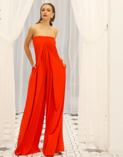 Load image into Gallery viewer, Elegant Solid Strapless Skirted legs Jumpsuit..