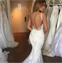 Load image into Gallery viewer, Couture Backless Sheer Deep V Neck Bridal Gown