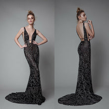 Load image into Gallery viewer, Navarra Open Back Couture Evening Gown