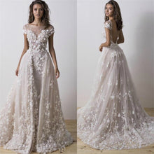 Load image into Gallery viewer, Couture Wedding Dress With Detachable Train 3D Floral