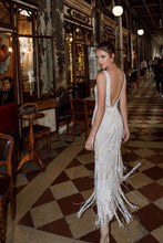 Load image into Gallery viewer, Beach Wedding Dress with Beaded Lace Appliqued Backless Plunging Neckline...