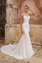 Load image into Gallery viewer, Satin Wedding Gown with Luxury Beads Open Back Sweep Train..