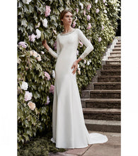 Load image into Gallery viewer, Navarra Swarofski Crystal Embellished   Crepe Gown with Long Sleeves