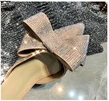 Load image into Gallery viewer, Stardust Rhinestone Pointed Toe Bow  Slippers ( Black or Champagne)