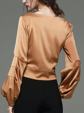 Load image into Gallery viewer, Drape Sleeve Tie Front Blouse