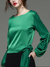 Load image into Gallery viewer, Drape Sleeve Tie Front Blouse