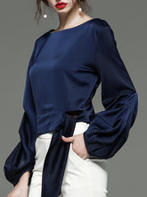 Load image into Gallery viewer, Drape Sleeve Tie Front Blouse