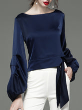 Load image into Gallery viewer, Drape Sleeve Tie Front Blouse