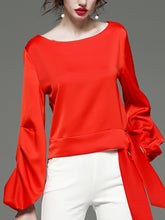 Load image into Gallery viewer, Drape Sleeve Tie Front Blouse