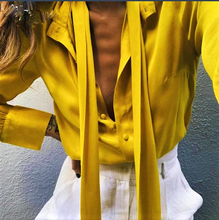 Load image into Gallery viewer, Do You Love Me Neck Tie  Blouse           Plus Sizes Also